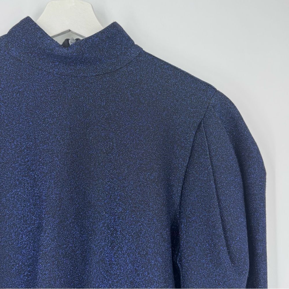 PatBO Lurex Sparkle Mock Neck Puff Super Sleeve Long Top Small - Picture 5 of 8